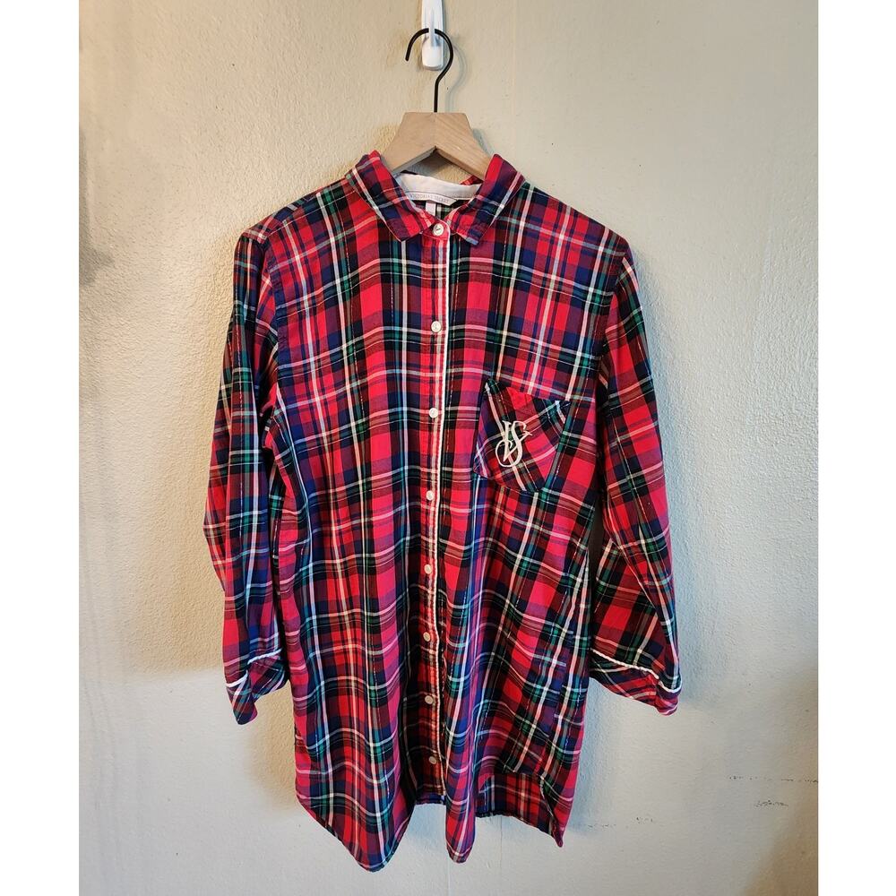 Victoria's Secret  Plaid Sleep Shirt Holiday Christmas SZ Small Flannel